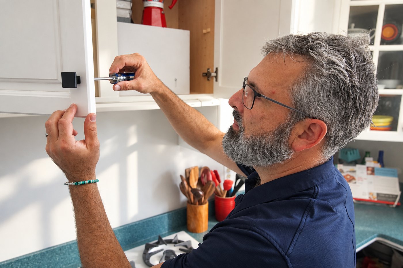 Cabinet hardware and hinge repair, Doylestown PA