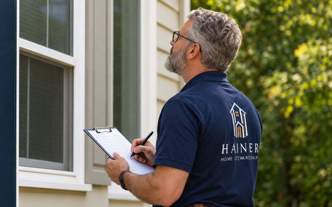 Geoff Hainer reviewing a home's condition with a client