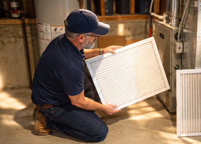 Geoff Hainer checking mechanical systems, including HVAC