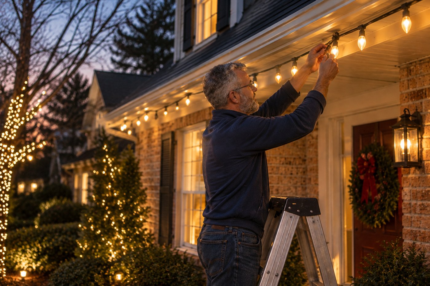 Smart holiday light installation, Doylestown PA
